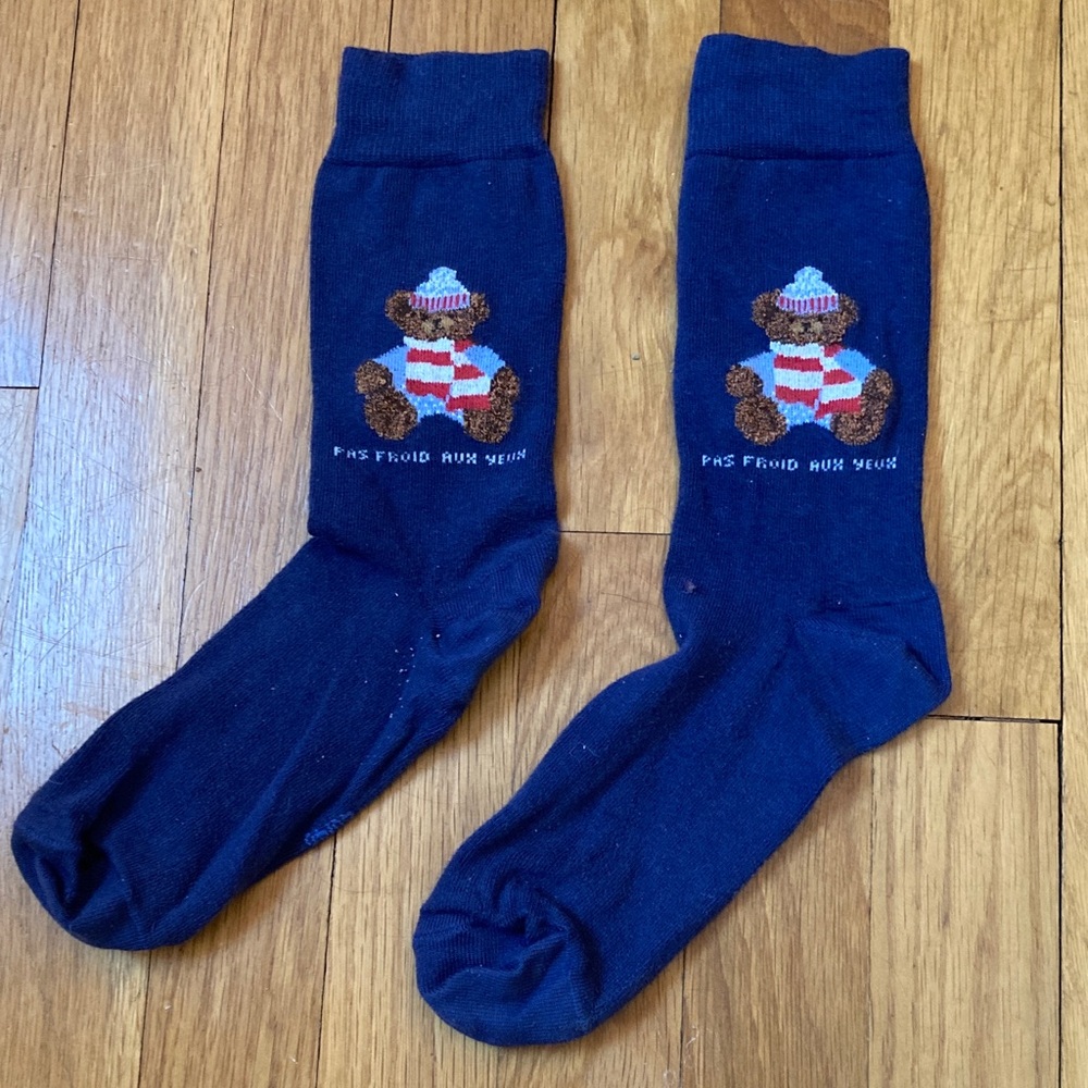 Arthur Navy Blue Socks with Bear Design